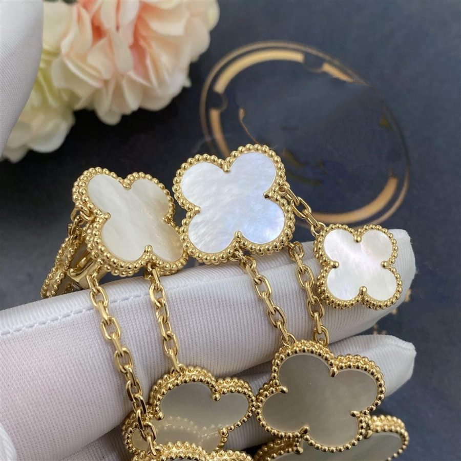 [Eterna Jewels]CLOVER EARRINGS WHITE MOP 4 MOTIFS GOLD