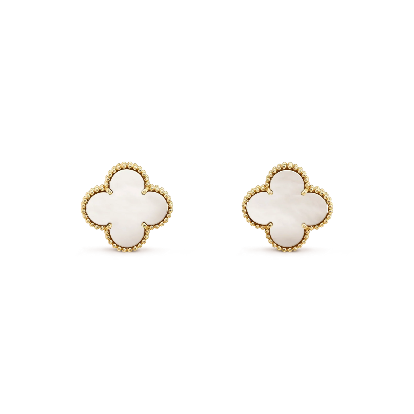 [Eterna Jewels]CLOVER MEDIUM 1 MOTIFS  WHITE MOP STUD EARRINGS