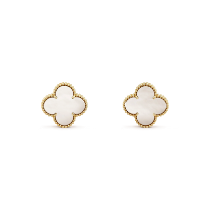 [Eterna Jewels]CLOVER MEDIUM 1 MOTIFS  WHITE MOP STUD EARRINGS