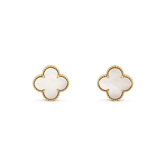 [Eterna Jewels]CLOVER MEDIUM 1 MOTIFS  WHITE MOP STUD EARRINGS