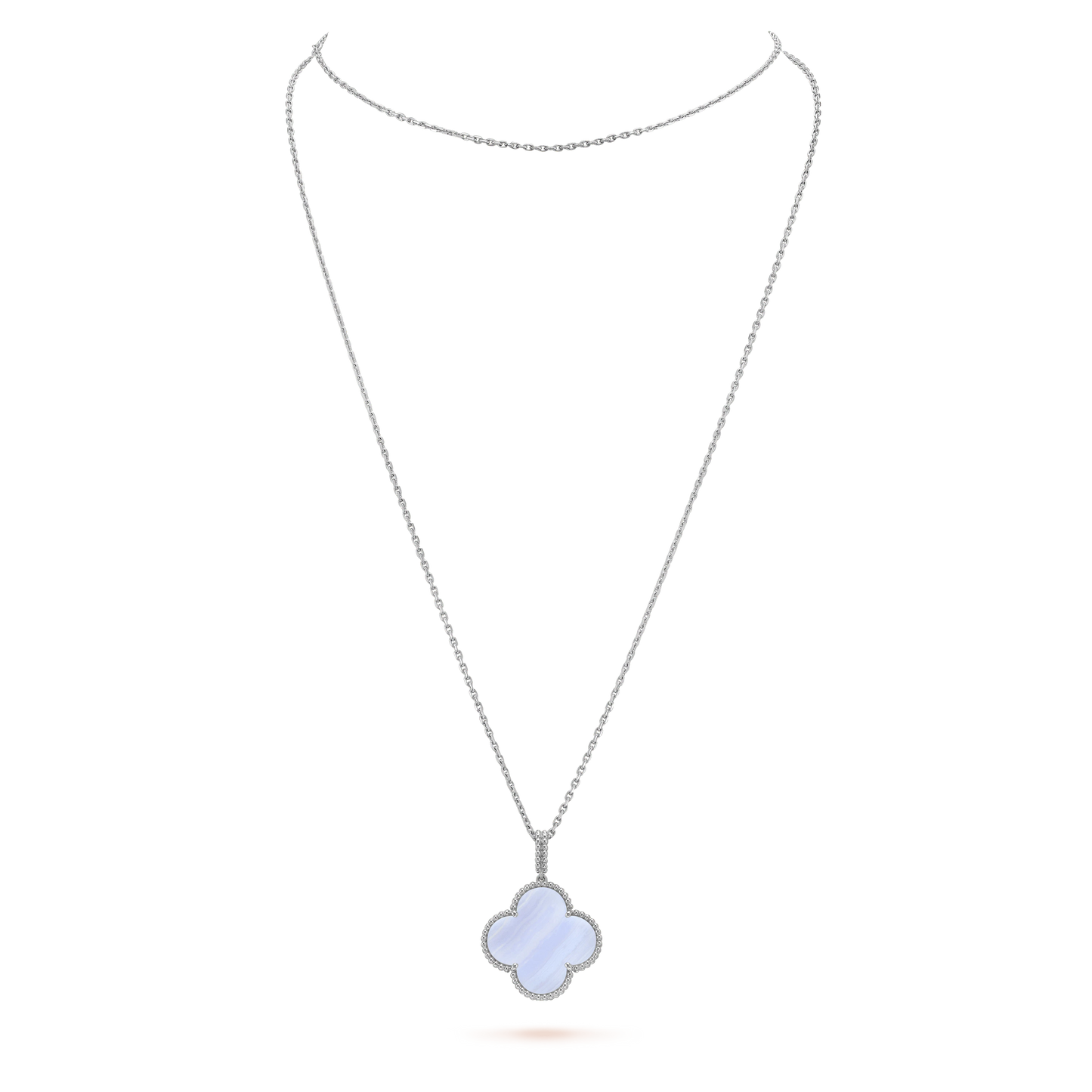 [Eterna Jewels]CLOVER SILVER CHALCEDONY BIG CLOVER NECKLACE
