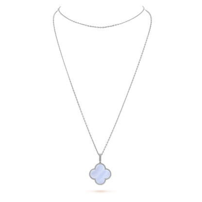 [Eterna Jewels]CLOVER SILVER CHALCEDONY BIG CLOVER NECKLACE