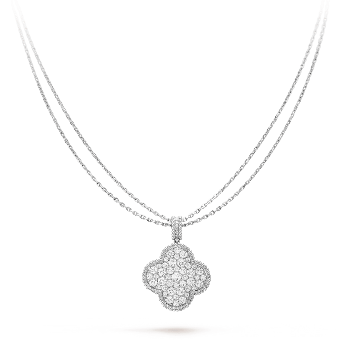 [Eterna Jewels]CLOVER 25MM SILVER FULL DIAMOND BIG CLOVER NECKLACE