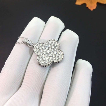[Eterna Jewels]CLOVER 25MM SILVER FULL DIAMOND BIG CLOVER NECKLACE