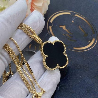 [Eterna Jewels]CLOVER 25MM GOLD ONYX BIG CLOVER NECKLACE
