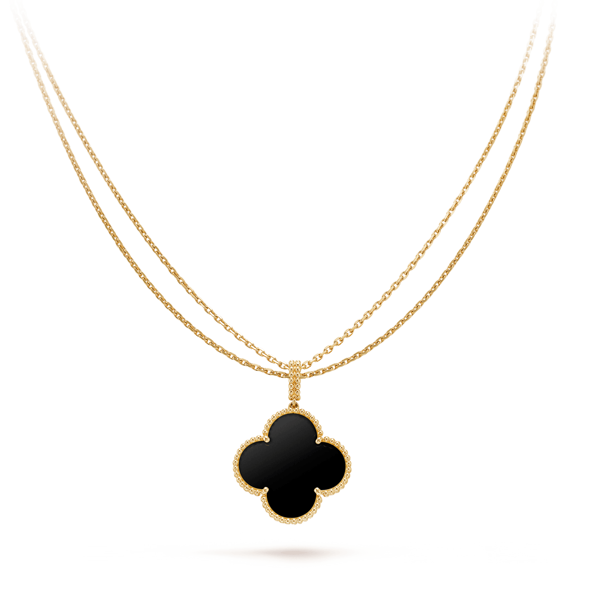 [Eterna Jewels]CLOVER 25MM GOLD ONYX BIG CLOVER NECKLACE