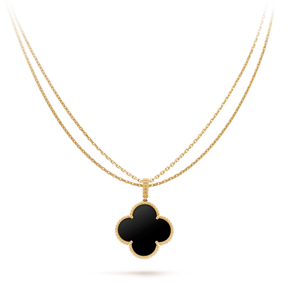 [Eterna Jewels]CLOVER 25MM GOLD ONYX BIG CLOVER NECKLACE
