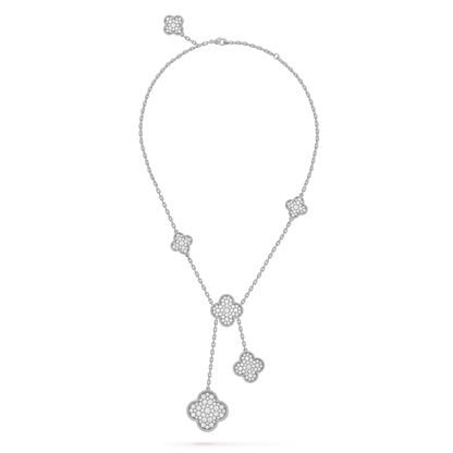 [Eterna Jewels]CLOVER 5 MOTIFS SILVER DIAMONDS NECKLACE