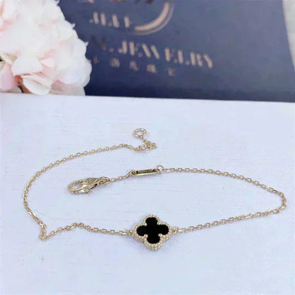 [Eterna Jewels]CLOVER ONYX SINGLE FLOWER BRACELET