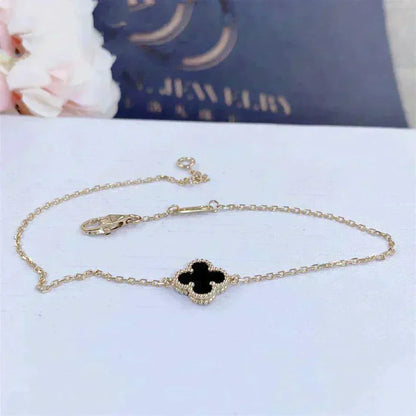 [Eterna Jewels]CLOVER ONYX SINGLE FLOWER BRACELET