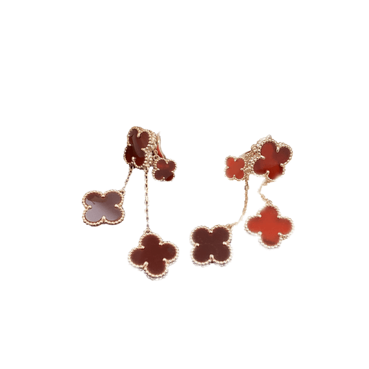 [Eterna Jewels]CLOVER EARRINGS CARNELIAN 4 MOTIFS PINK GOLD