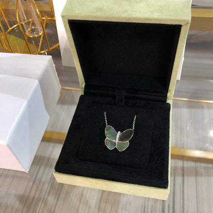 [Eterna Jewels]LARGE BUTTERFLY SILVER PENDANT DIAMOND NECKLACE