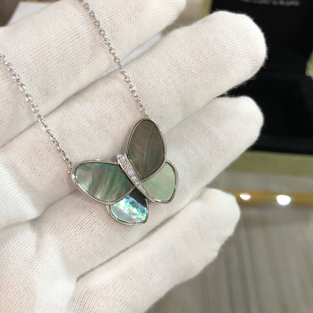 [Eterna Jewels]LARGE BUTTERFLY SILVER PENDANT DIAMOND NECKLACE