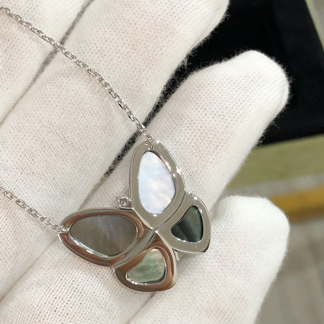 [Eterna Jewels]LARGE BUTTERFLY SILVER PENDANT DIAMOND NECKLACE