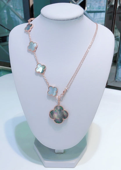 [Eterna Jewels]COMBINED BRACELET 5 MOTIFS AND NECKLACE DARK MOP ROSE GOLD