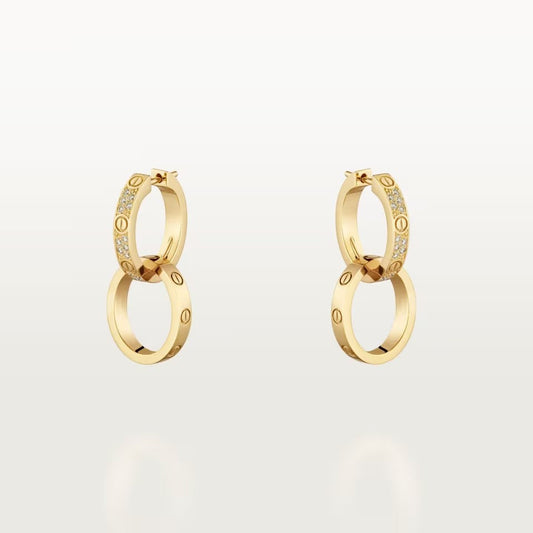 [Eterna Jewels]LOVE 3.3MM DANGLE HALF DIAMOND EARRINGS