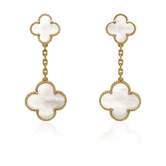 [Eterna Jewels]CLOVER 2 MOTIF WHITE MOP EARRINGS