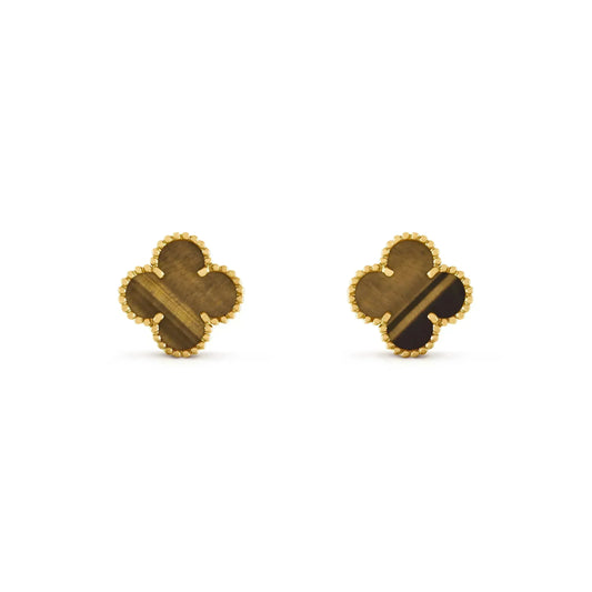 [Eterna Jewels]CLOVER MEDIUM 1 MOTIFS TIGER EYE EARRINGS