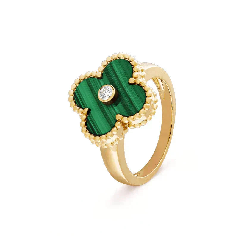 [Eterna Jewels]CLOVER MALACHITE RING GOLD DIAMOND