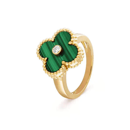 [Eterna Jewels]CLOVER MALACHITE RING GOLD DIAMOND