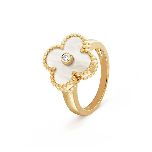 [Eterna Jewels]CLOVER PINK MOP RING GOLD DIAMOND